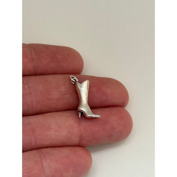 Sterling Silver Oxidized 3D High Heel Boot Charm - Picture 1 of 4